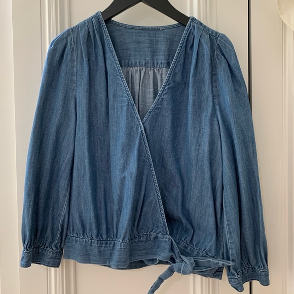 Madewell Denim Wrap Top - Picture 4 of 6